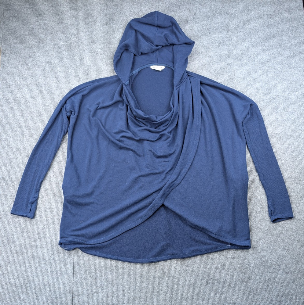 Athleta Purana Wrap Hoodie Womens Small Blue Modal Athleisure Sweatshirt Soft