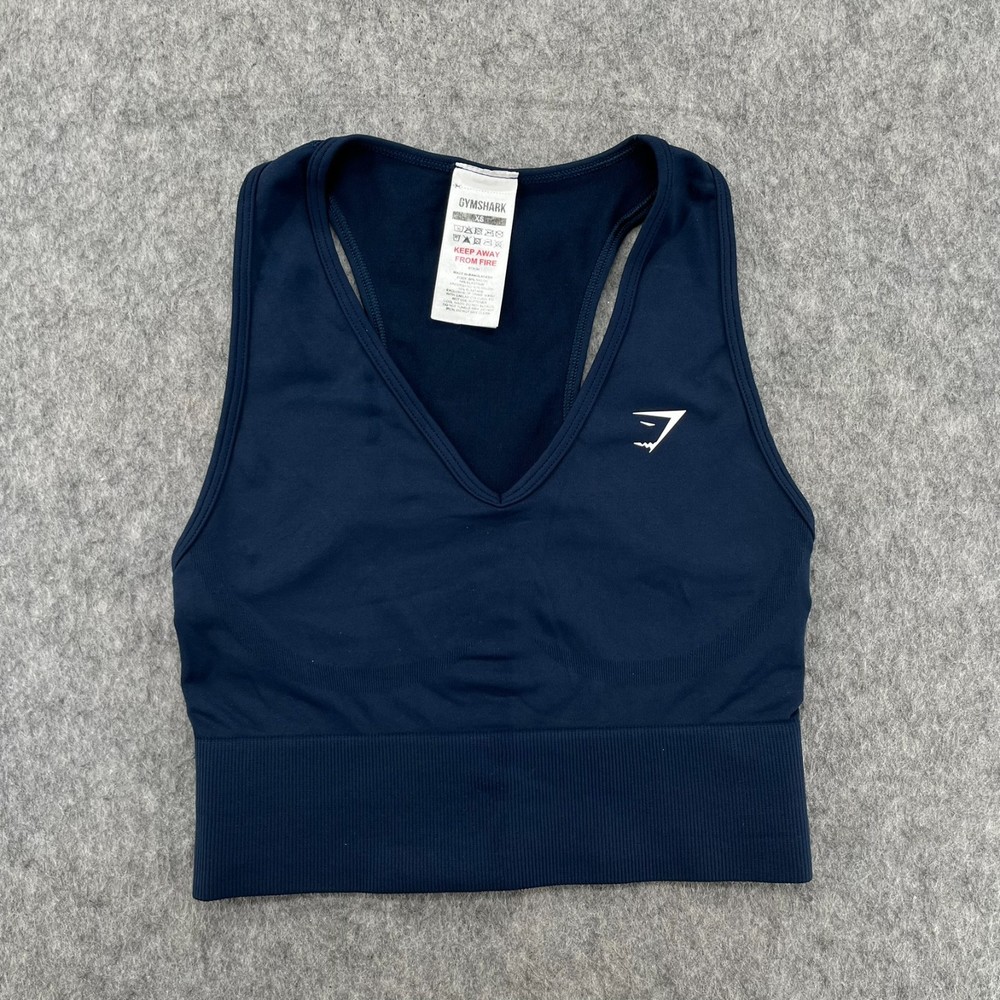 Gymshark Womens Everyday Seamless Blue Nylon Crop Tank Bra Size XS