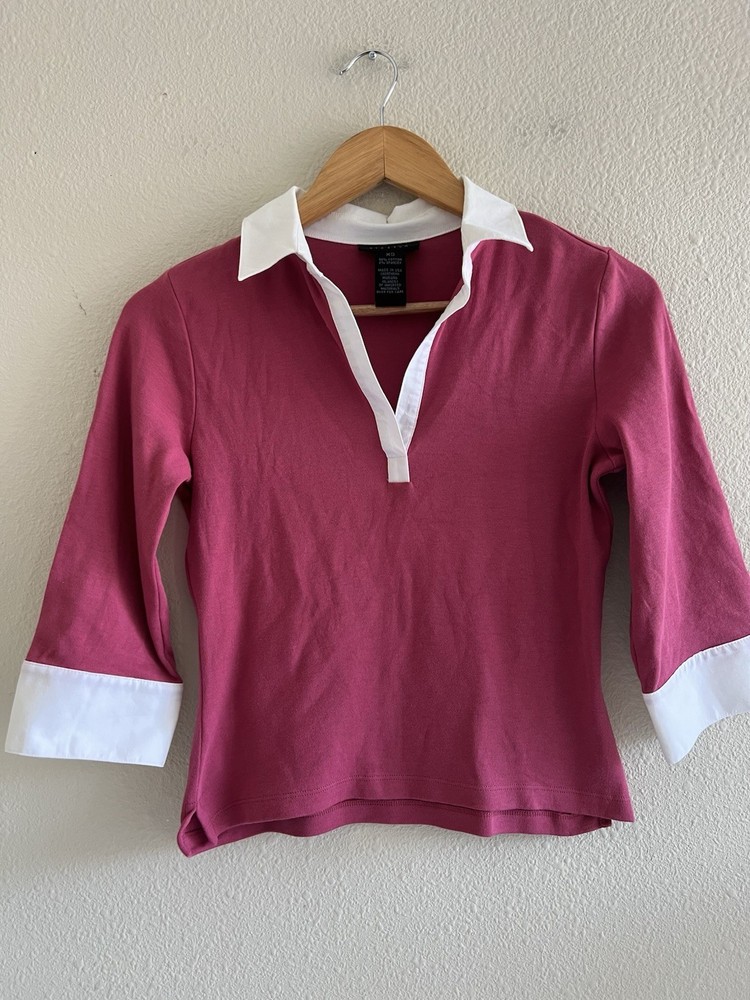 Vintage The Limited Y2K Pink Top XS Collared Preppy Chic Casual Festival