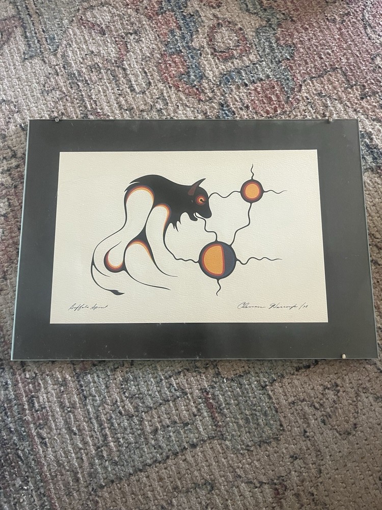 Vintage Clemance Wescoupe Buffalo Spirit Abstract Print / Litho-image