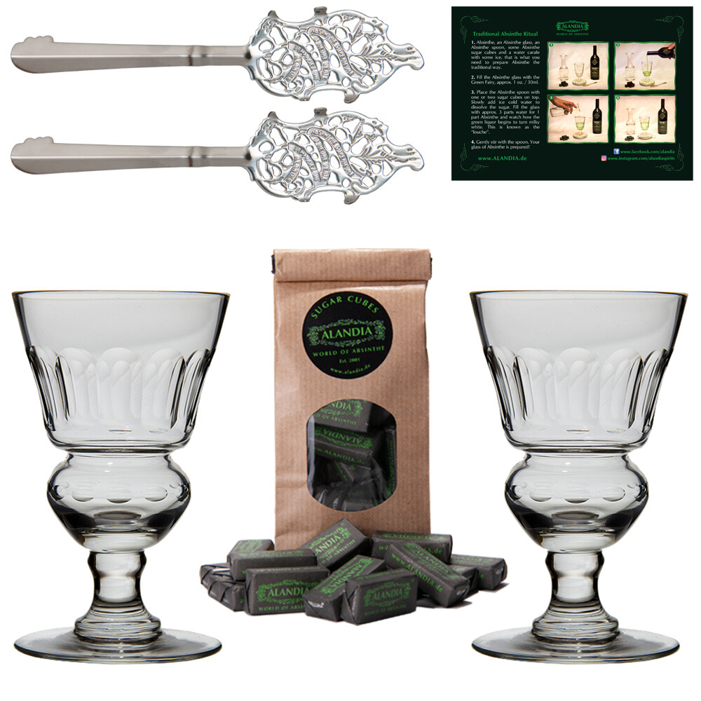 Premium Absinthe Set with 2 Glasses and 2 Spoons for Sugar-image