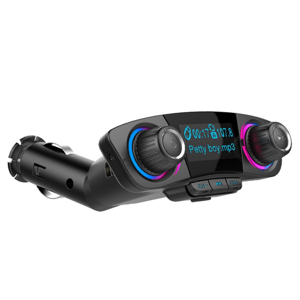 LED Screen Bluetooth FM Transmitter Hands-free Car Audio Player W/2 USB Charge