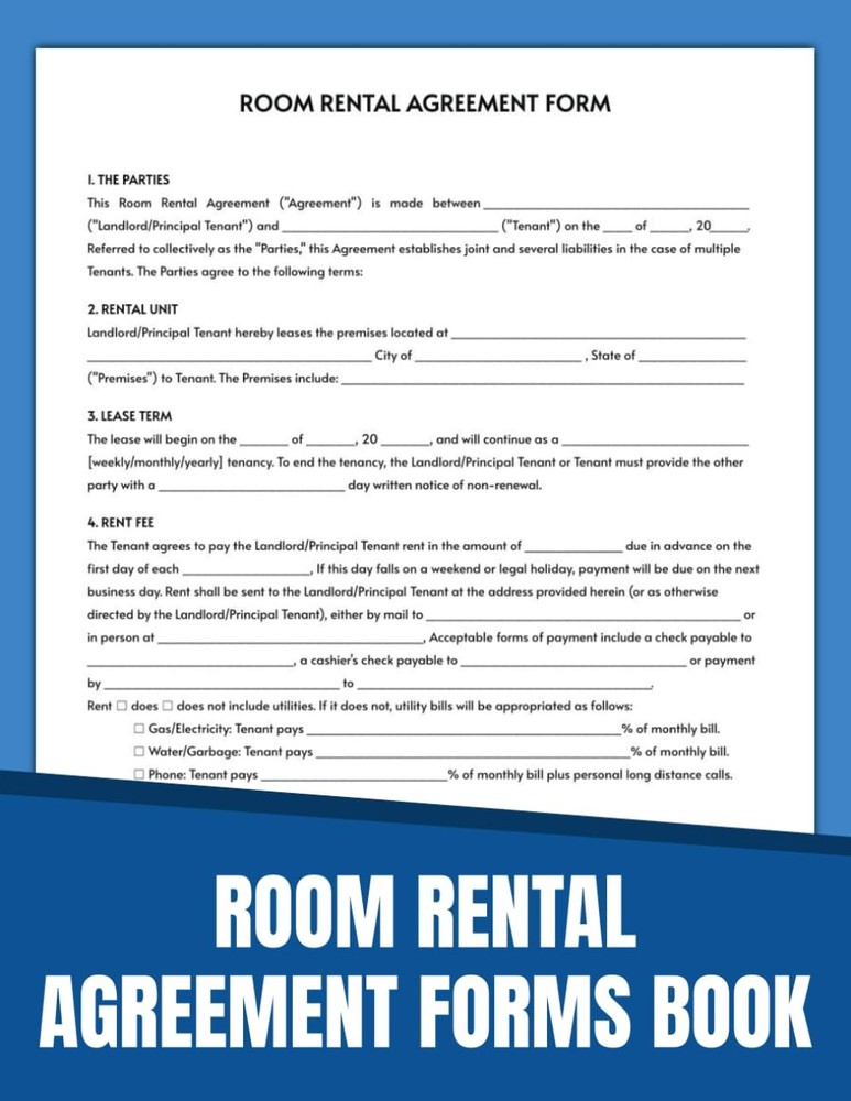 Room Rental Agreement Forms Book: Standard Tenancy Contracts of Lease Between La