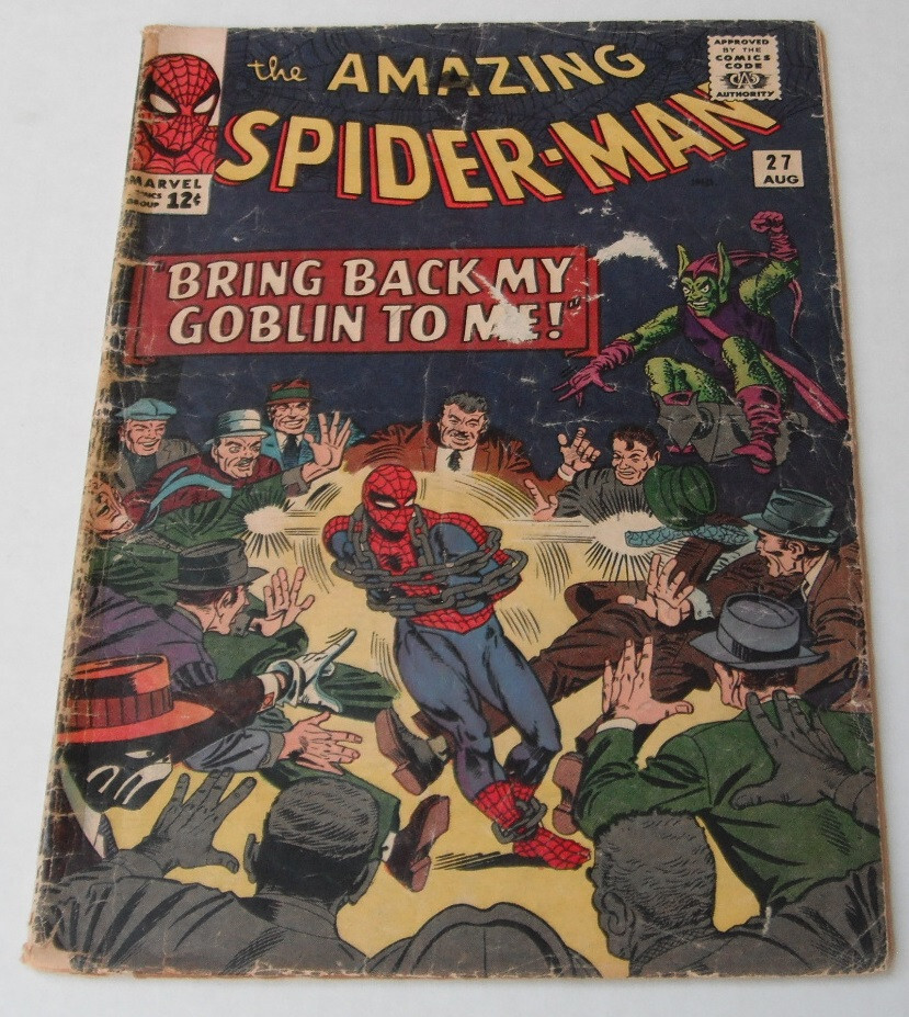 Amazing Spider-Man # 27...Good  2.0 grade--lot tape...1965 comic--4th Goblin--CG