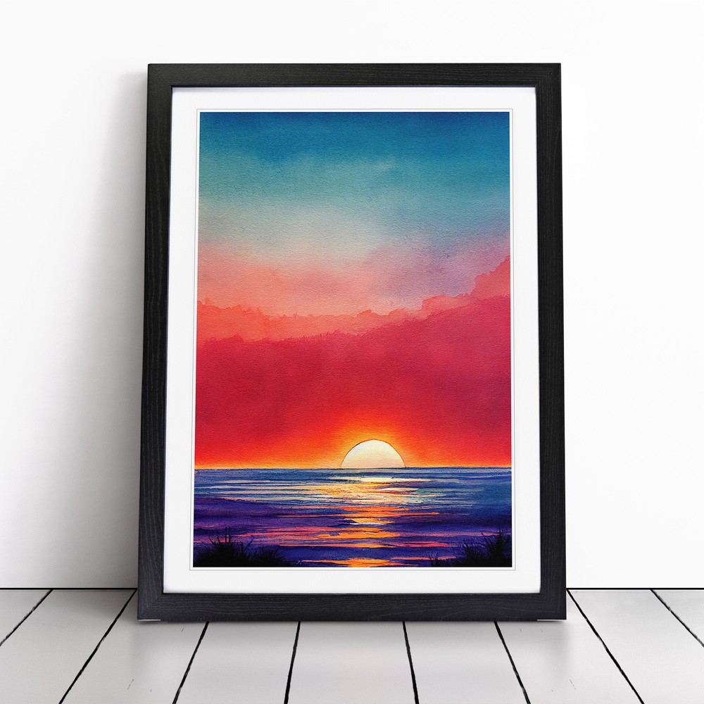 Ocean Sunset In No.1 Wall Art Print Framed Canvas Picture Poster Decor