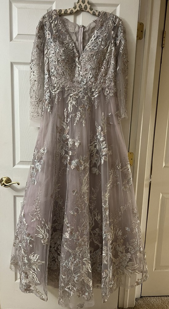 MAC DUGGAL FLORAL EMBROIDERED Ball Gown Maxi Dress  $798 Sz: 8