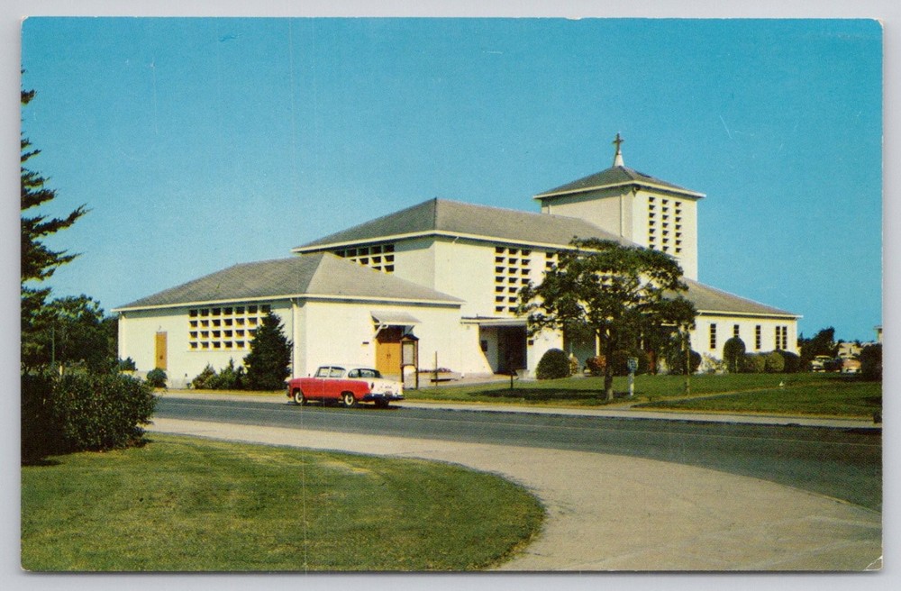 Alameda CA Naval Air Station Chapel Mirro-Krome Postcard 1950s