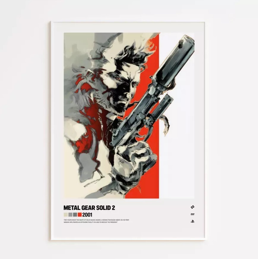 Metal Gear Solid 2 Sons of Liberty 2001 Video Game Art Poster Print