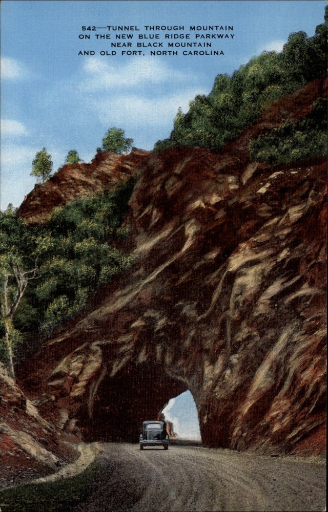 Old Fort North Carolina Tunnel through Mountain Blue Ridge Parkway postcard