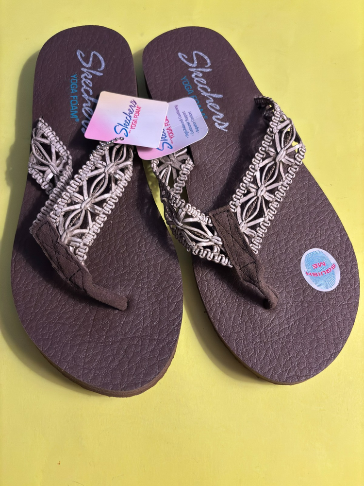 Skechers Yoga Foam Thong Sandals Knit Strap Women's Size 11 New Cool Look