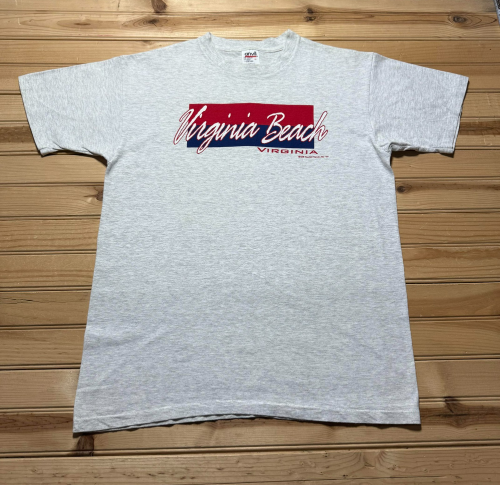 Vintage 1998 Virginia Beach Tourist Souvenir Single Stitch Heather Shirt - Large