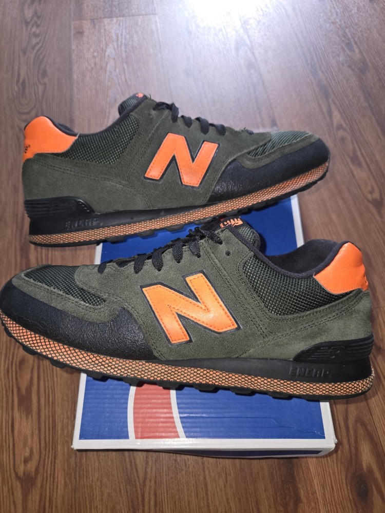 New Balance 574 Army Green/Safety Orange Sz 11 Men's OG Box Very Clean Rare Pair