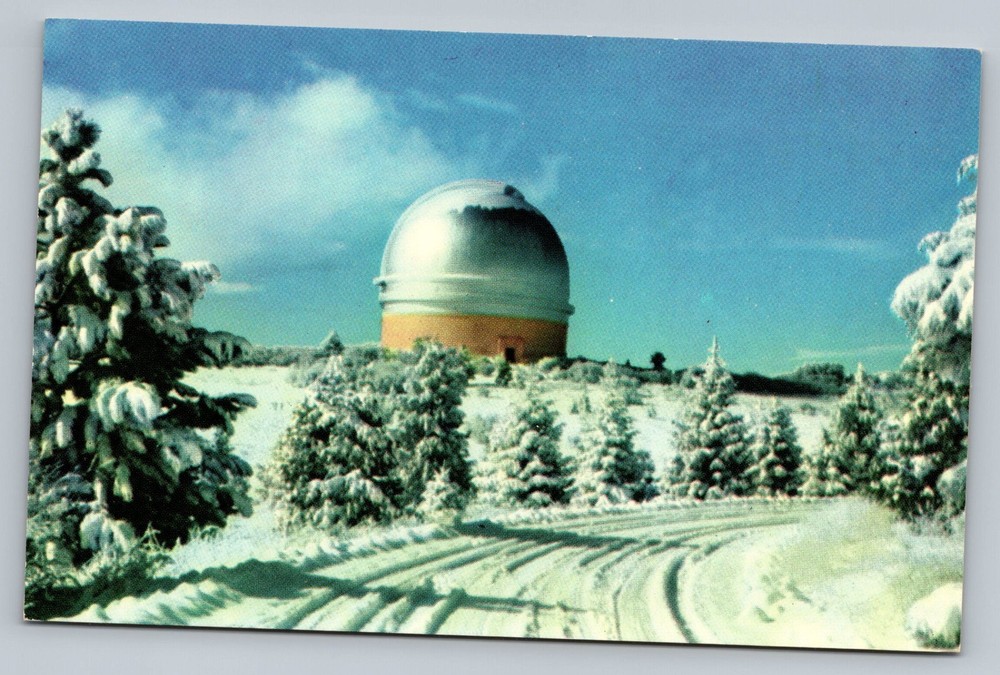 Palomar Observatory California CA Snow Covered Winter Scene Vintage Postcard
