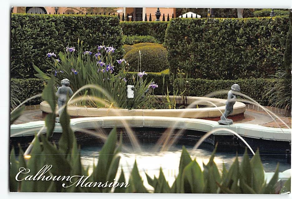 Postcard Fountain Calhoun Mansion in Charleston South Carolina USA