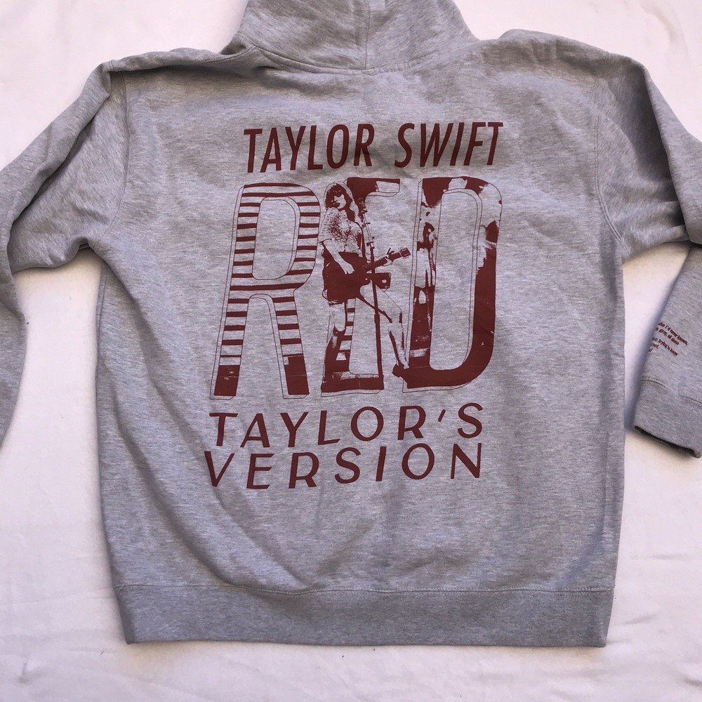 Taylor Swift Taylor's Version Hoodie Sweatshirt 3XL Gray Red Pullover