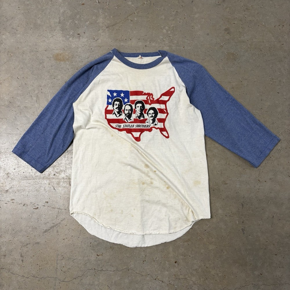 Vintage 80s The Statler Brothers Singers 3/4 Sleeve Raglan Cut Size L T-shirt