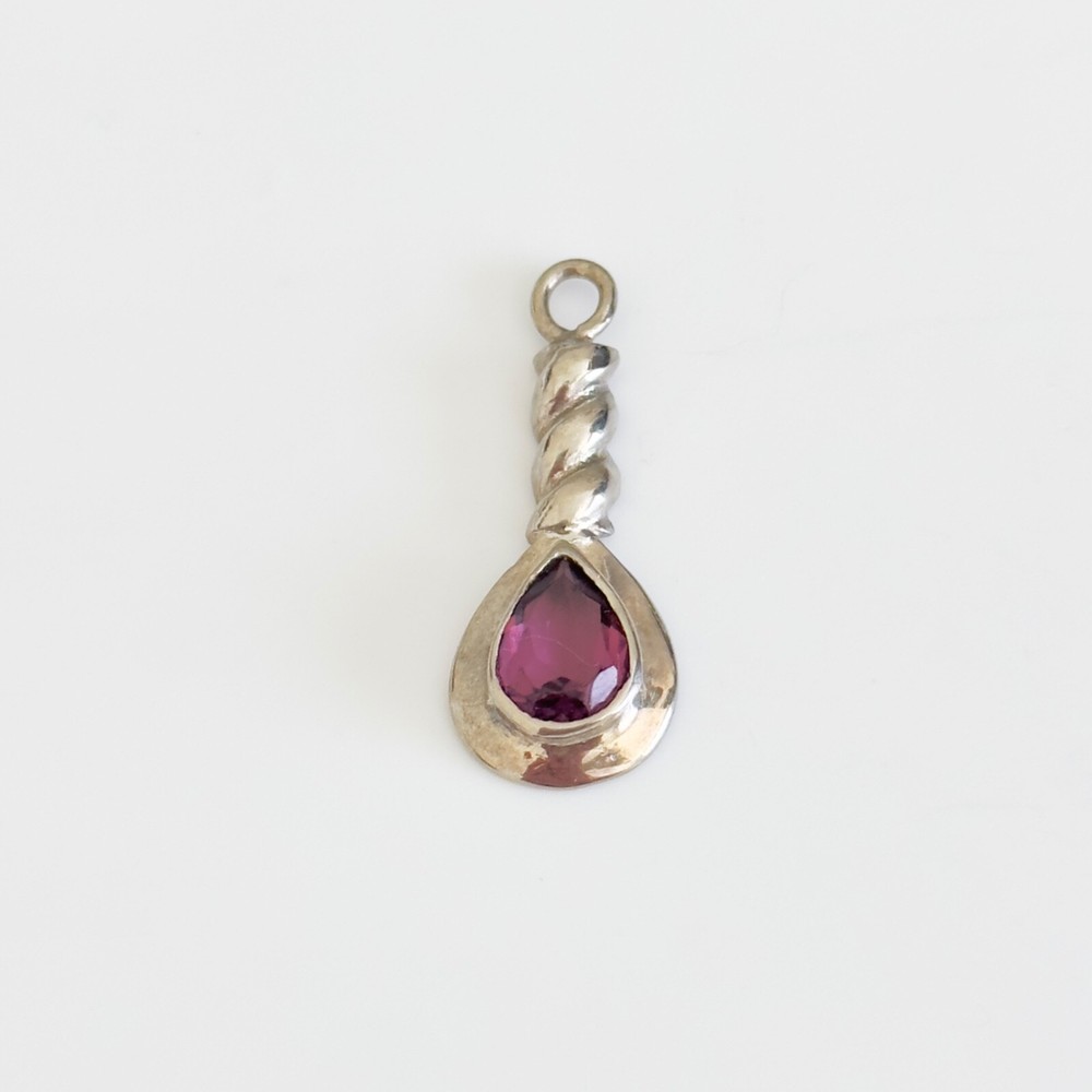 Vintage 925 Sterling Silver Faceted Amethyst Pendant
