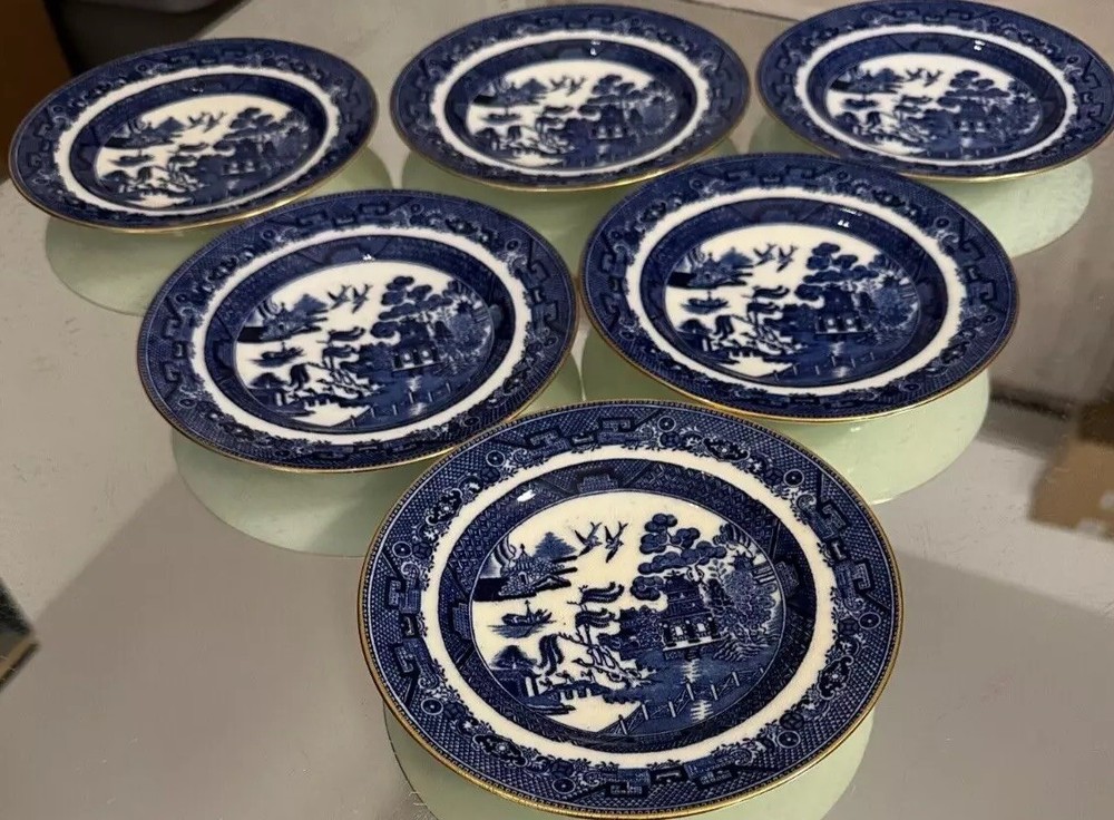 Minton Blue Willow Gold Trim Rim 6.25