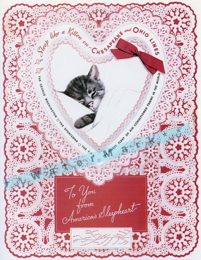 Chessie Ohio Railroad 1960 Kitten Vintage Travel Poster Retro Art Print
