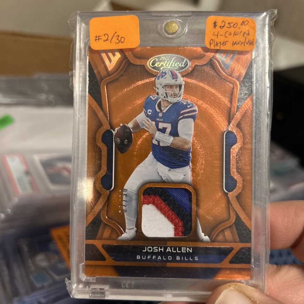 2022 Certified Josh Allen Player worn/used four colored patch Orange 2/30