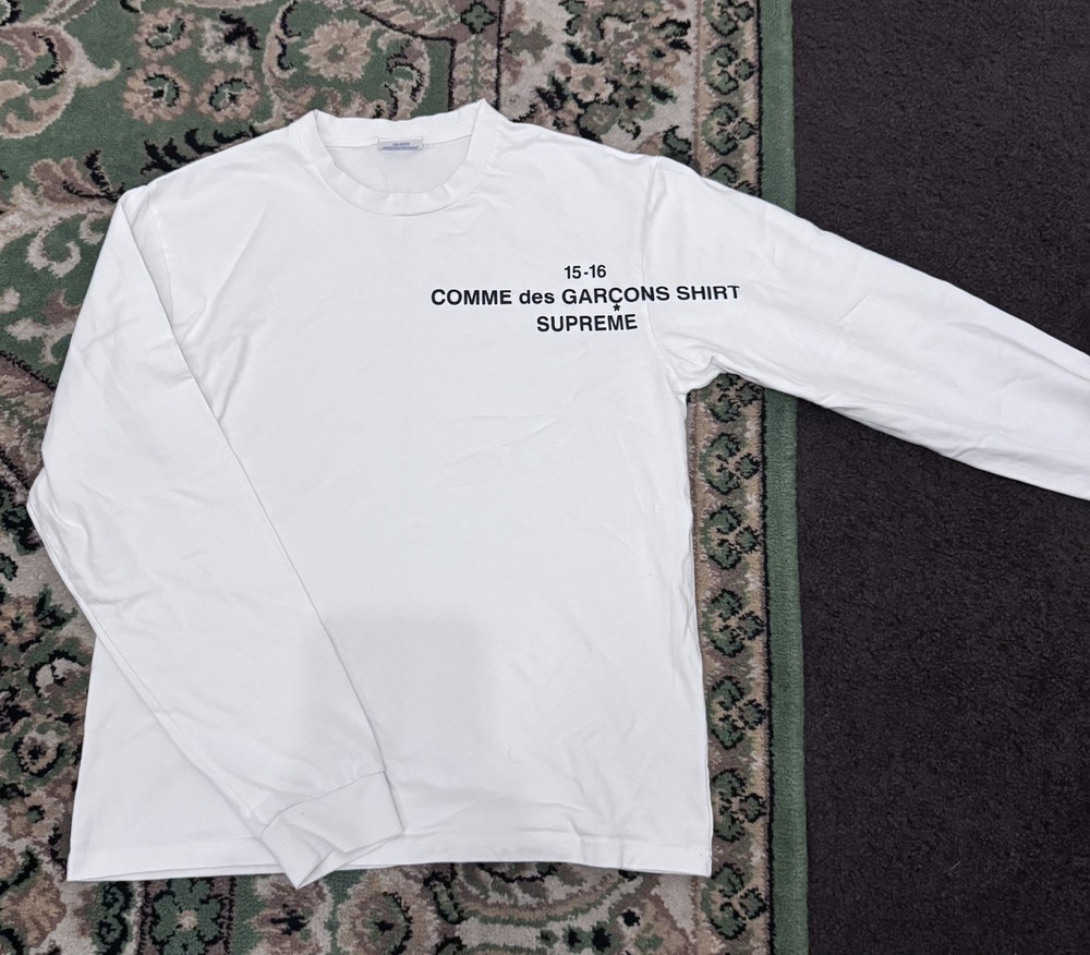 Supreme Comme Des Garcons CDG Long Sleeve T-shirt Tee White SIZE XL MENS