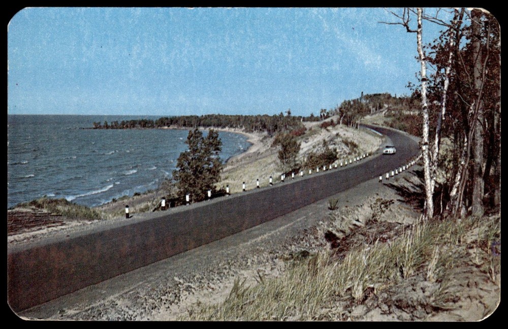 Vintage 1950 Lake Superior Scenic Highway Kodachrome Postcard L.L. Cook