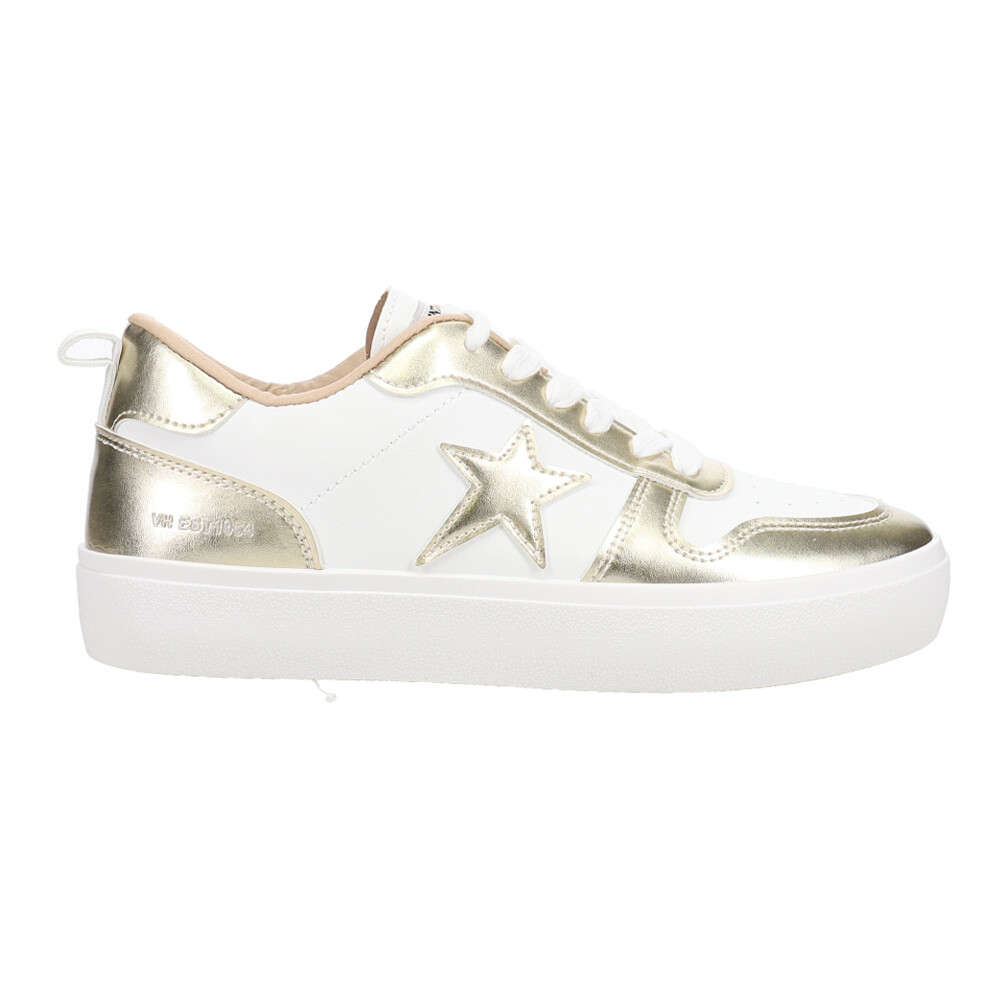 Vintage Havana Aura Metallic Platform Lace Up  Womens Gold, Gold, White Sneakers