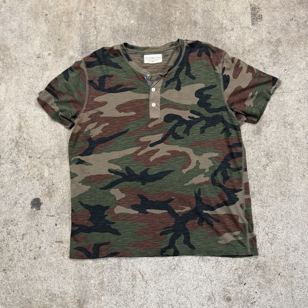 Ralph Lauren Denim & Supply Camo Henley T-Shirt Short Sleeve Men's XL