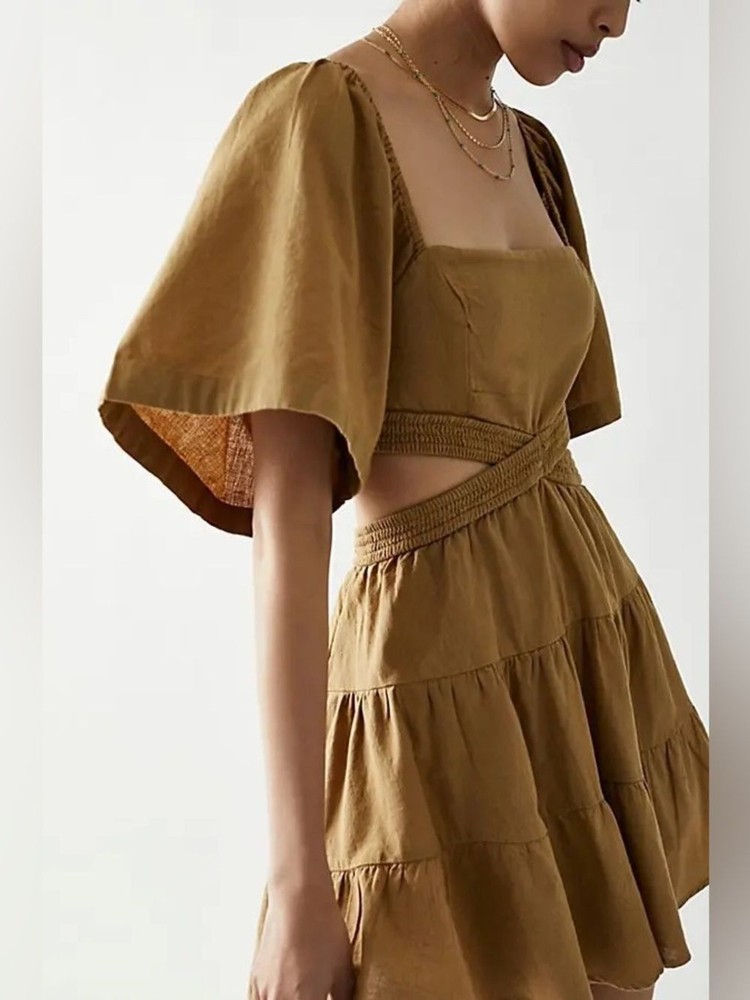 Free People XS Cutout Tiered Mini Dress