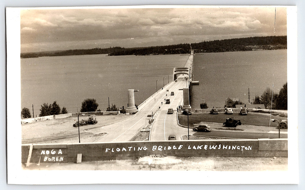 Seattle Washington WA Evergreen Point Floating Bridge Vintage Photo Postcard