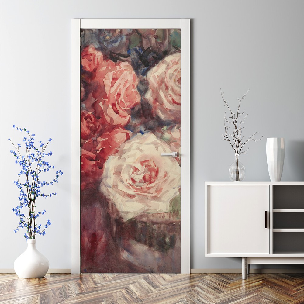 Decal Vintage Bouquet Of Roses Floral Bubble Free Door sticker self-adhesive