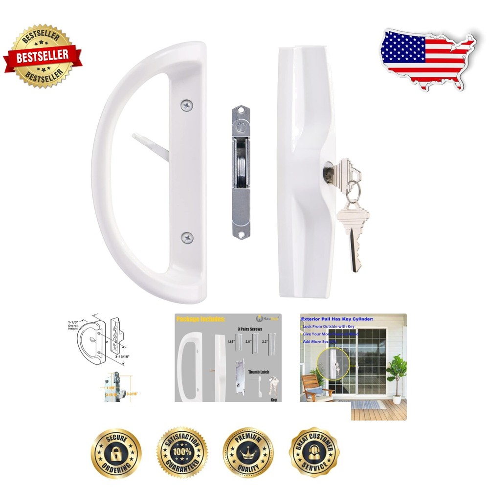 Reversible Aluminum Sliding Door Handle Set with Key Cylinder for Secure Access