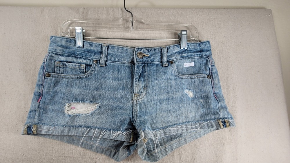 PINK Victoria’s Secret Blue Jean Shorts Distressed Womens SZ 6