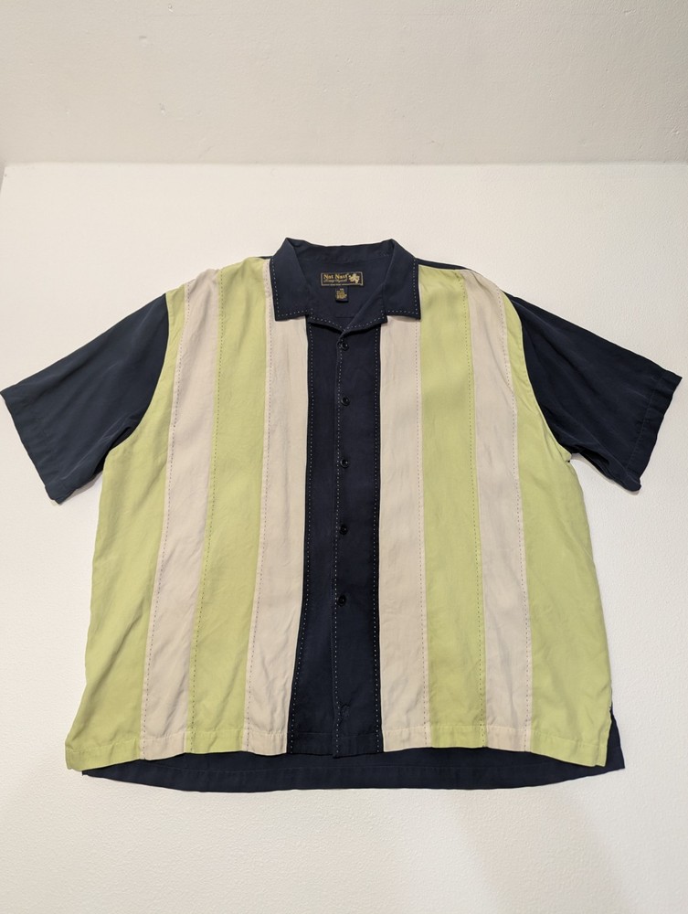 Nat Nast Luxury Originals Men's XXL Striped Silk Paneled Bowling