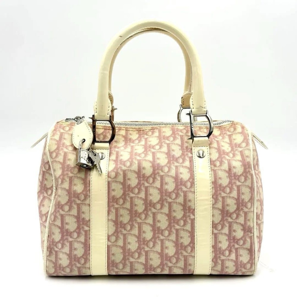 Christian Dior Trotter Pattern Mini Boston PVC Bag Small Handbag New