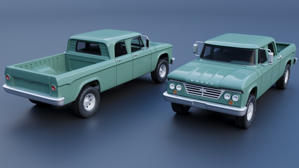 1/25 Scale 1962 Dodge W200 Power Wagon Crew Cab ABS-Like Resin 3D Printed Full Kit-image