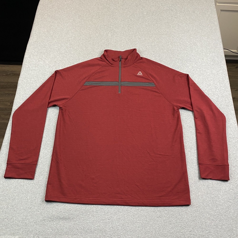 Reebok Sweatshirt Mens XL 1/4 Zip Pullover Mock Neck Logo Preppy Sports Active
