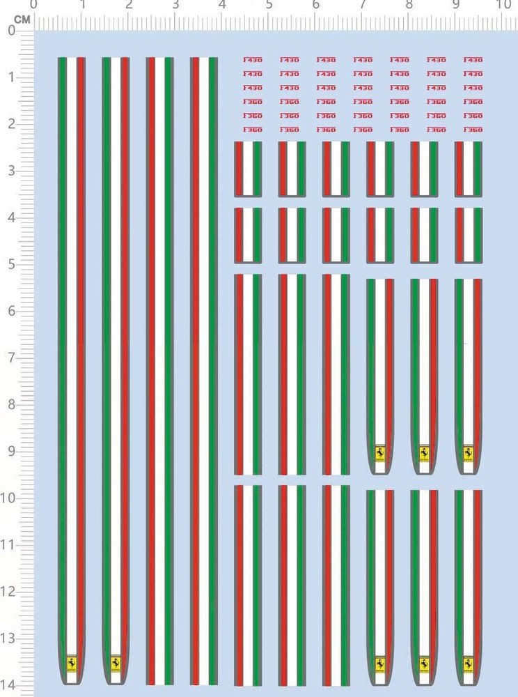 1/24 Scale Ferrari F430 F360 Racing Car Decal Set for Model Kits 00432J