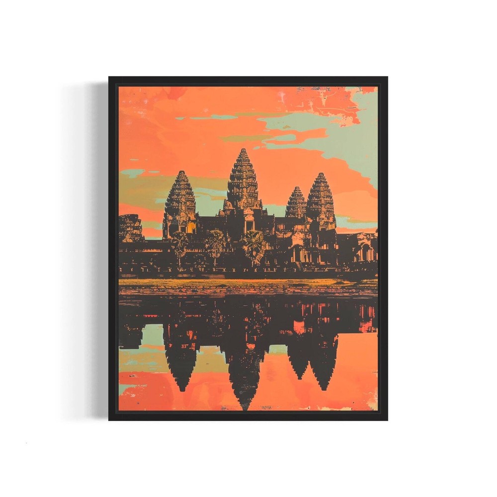 Angkor Wat Poster Art Print Vintage Retro Landmarks Painting Wall Art Decor