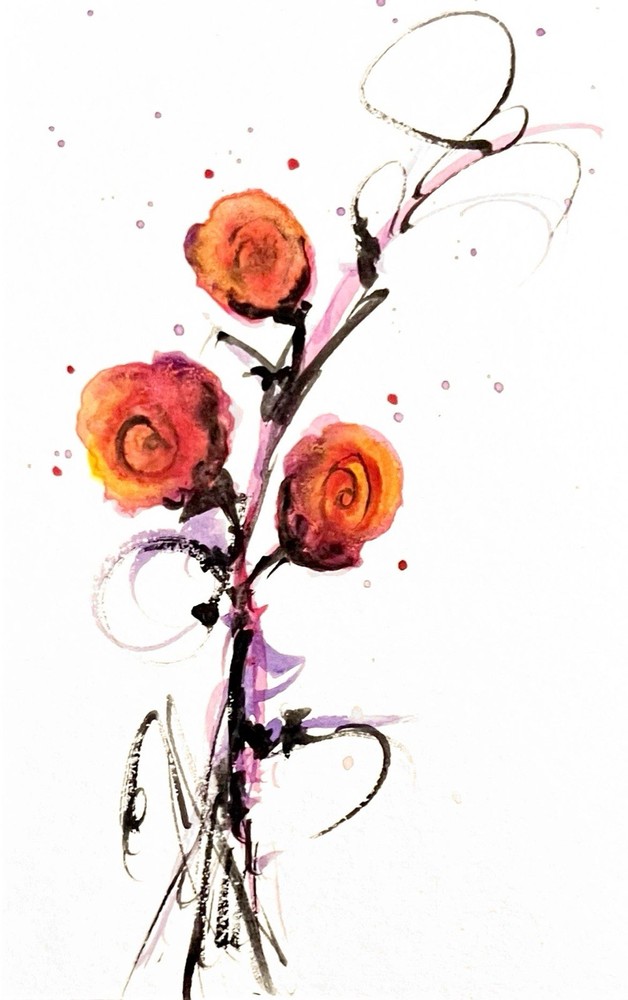 ACEO Original Watercolor Flowers Painting Signed Tita Renae
