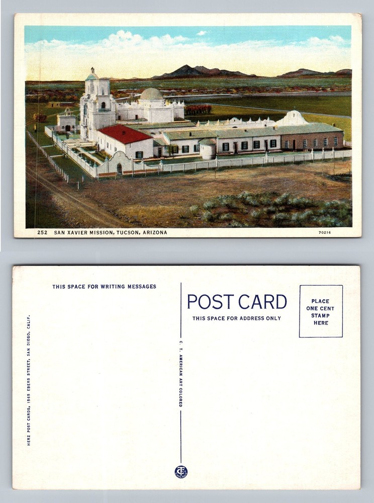 Tucson, AZ-Arizona, San Xavier Mission Scenic View Card Vintage Postcard