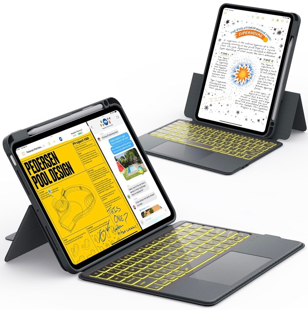 CHESONA Rugged for iPad Pro 11 (M4) 2024 Case with Keyboard, Magnetic Detachable