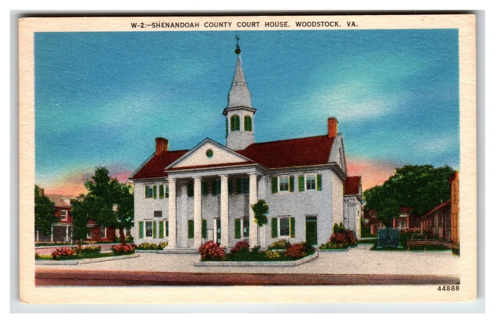 Vintage Shenandoah County Courthouse Woodstock VA Linen Postcard