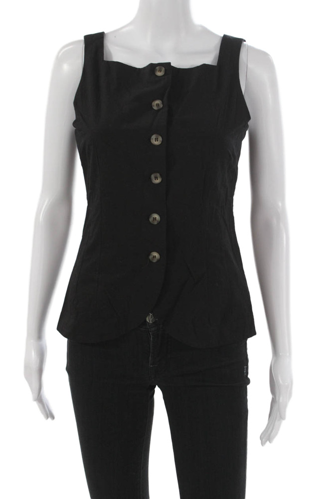 Ciao Lucia! Womens Basic Tank Black Cotton Square Neck Sleeveless Size XSFree Shipping in US $100+ Orders | $6.95 Orders Below