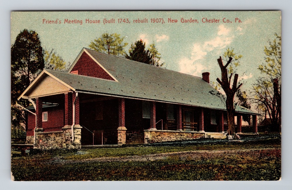 New Garden, PA-Pennsylvania, Friends Meeting House Rebuilt 1907 Vintage Postcard