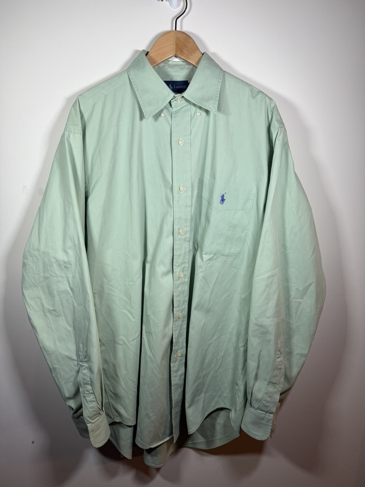 Polo Ralph Lauren Men’s Medium Blake Button Down 100% Cotton Green Long Sleeve