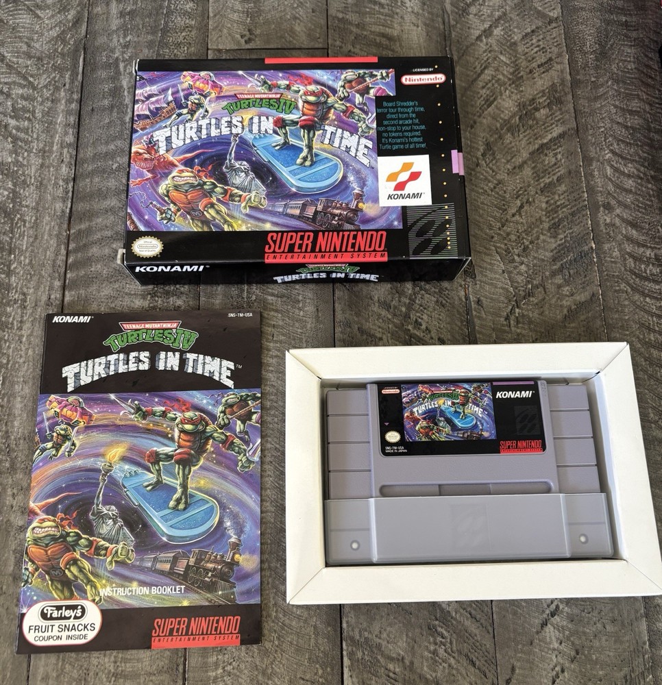 TMNT Turtles In Time SNES Super Nintendo TMNT IV CIB Complete Authentic NES