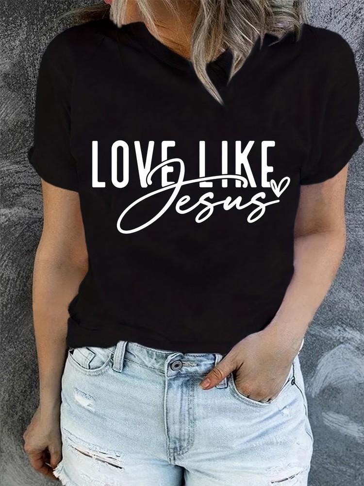 Love Like Jesus Leopard Print Graphic T-Shirt