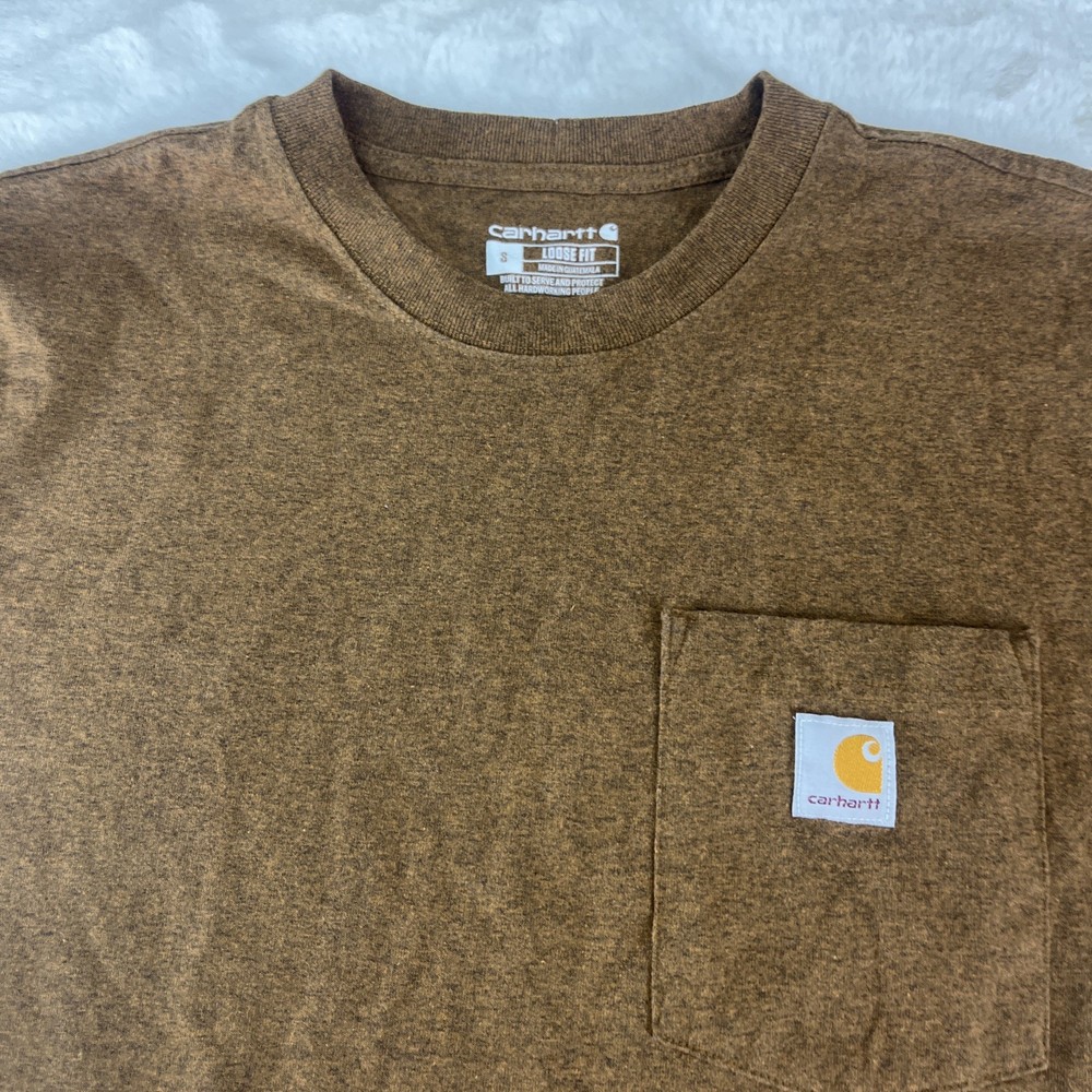 Carhartt Men’s Loose Fit Pocket Work T Shirt K87 B00 Oiled Walnut Size Small