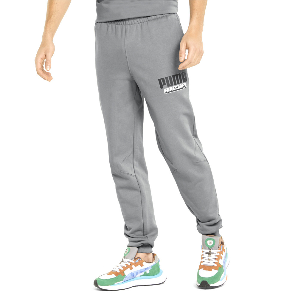 PUMA X Minecraft Grey Mens Sweatpants Athletic Casual Bottoms 534377-76